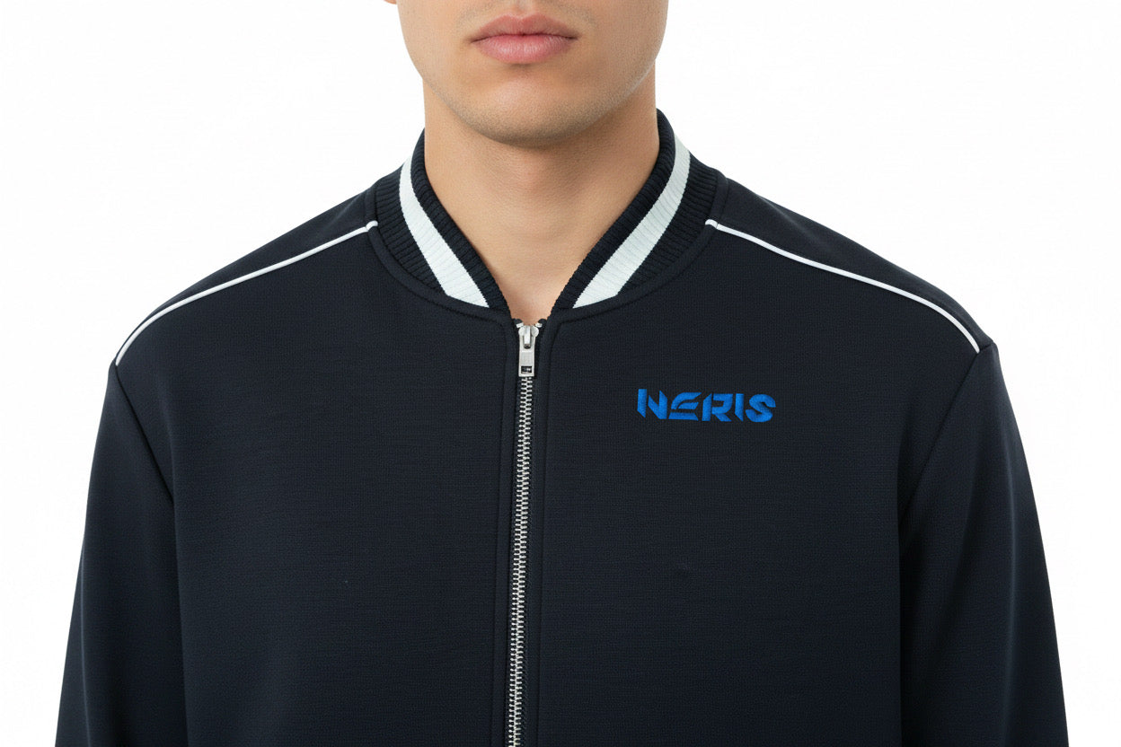 Contrast Piping Zip Bomber Jacket