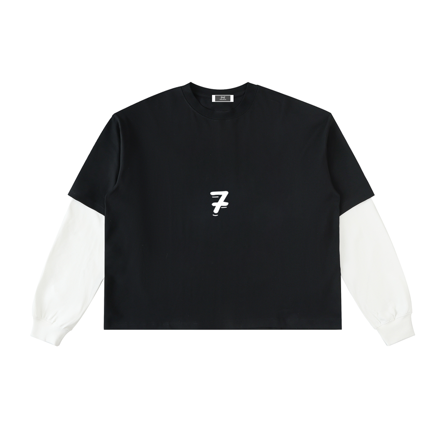 Layered Contrast Sleeve Cotton T-Shirt