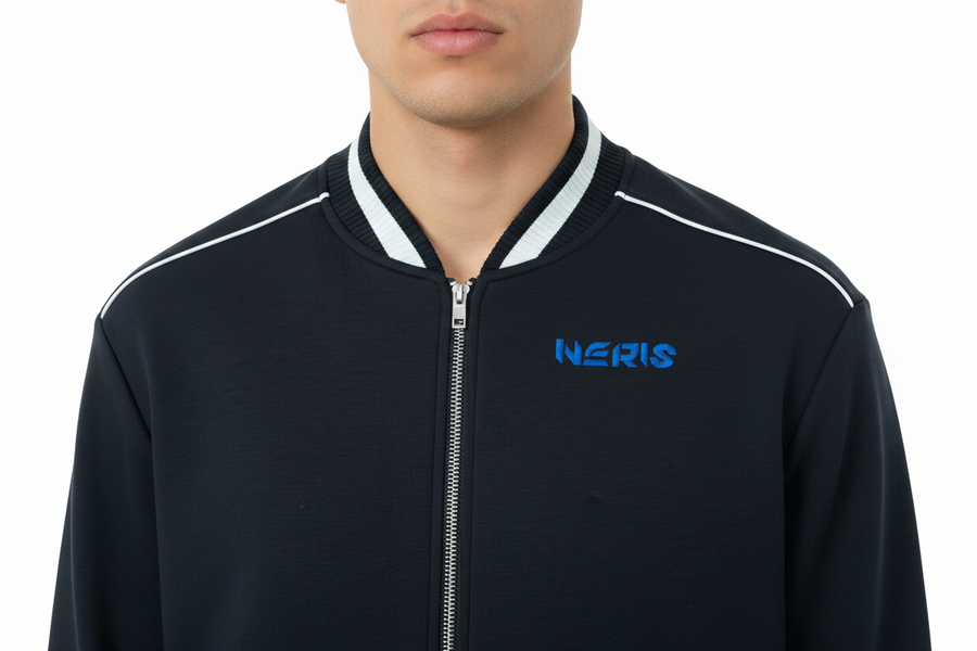 Contrast Piping Zip Bomber Jacket